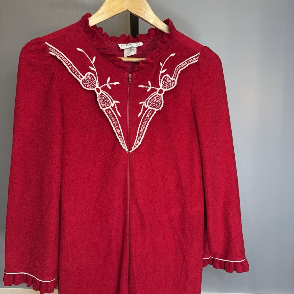 Vtg 80's Nightgown Granny Core Madison Avenue‎ Plaza Red Made In USA Small